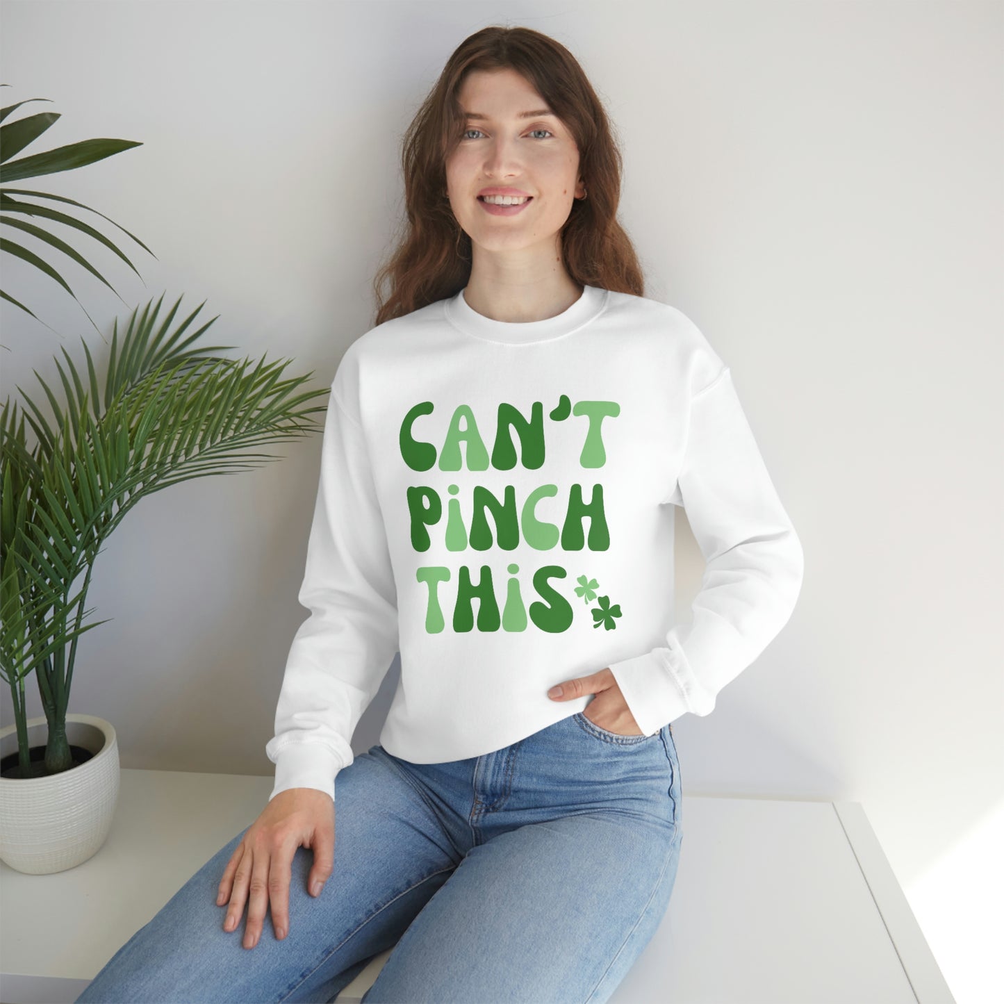 St. Patrick's Day "Can't Pinch This" Design Unisex Heavy Blend Crewneck Sweatshirt