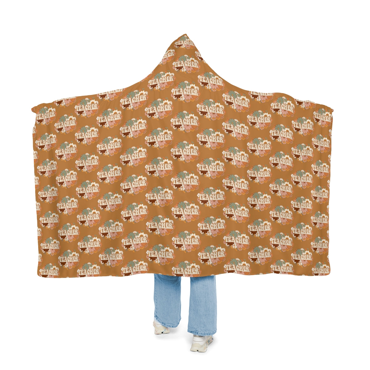 Light Brown Boho Floral "Teacher" Snuggle Blanket