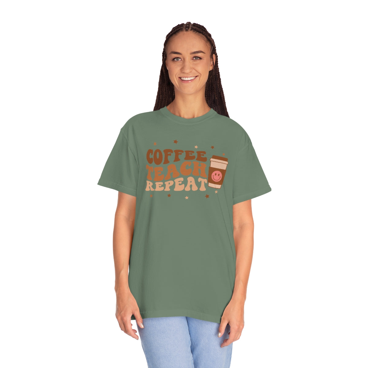 Coffee Teach Repeat Unisex Garment-Dyed Comfort Colors PREMIUM T-shirt