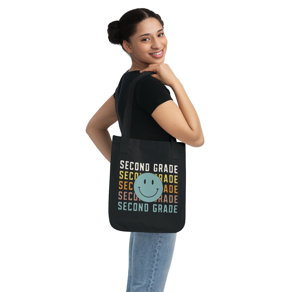 Second Grade Smiley Face Organic Canvas Tote Bag