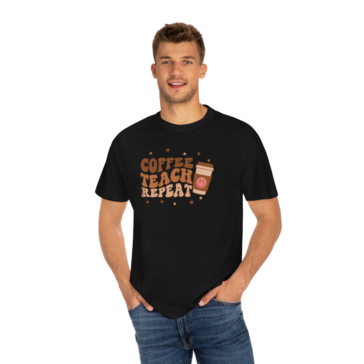 Coffee Teach Repeat Unisex Garment-Dyed Comfort Colors PREMIUM T-shirt