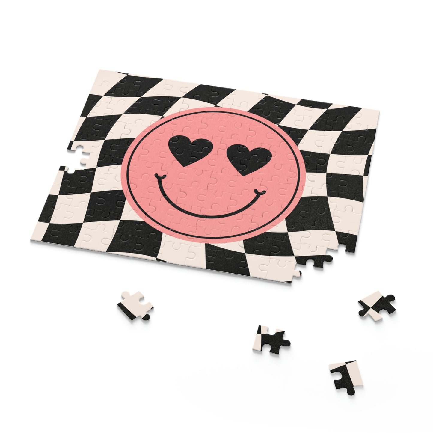 Heart Smiley Face Checkered Puzzle (120, 252, 500-Piece)