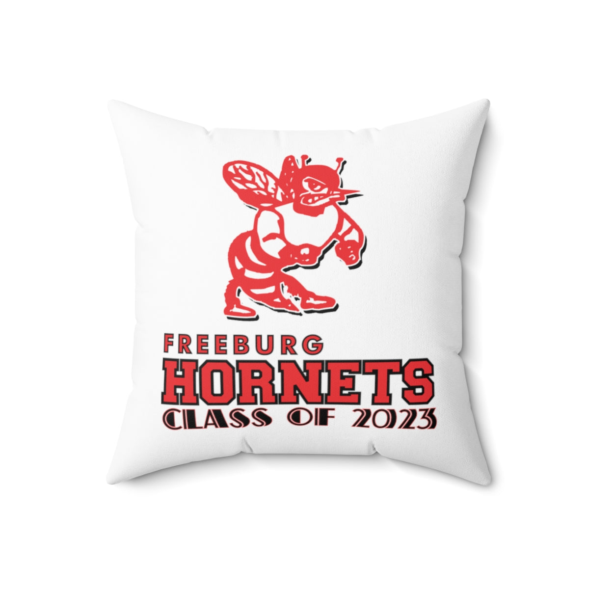 White Freeburg Hornet Class of 2023 Spun Polyester Square Pillow