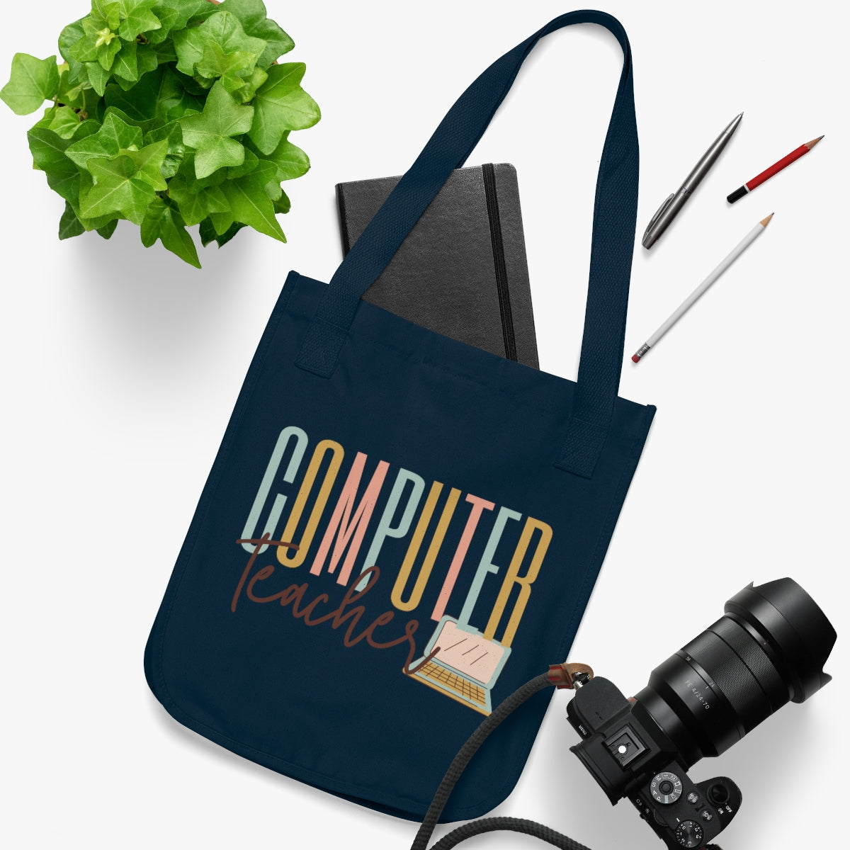 Computer Teacher Multi-Colored Organic Canvas Tote Bag