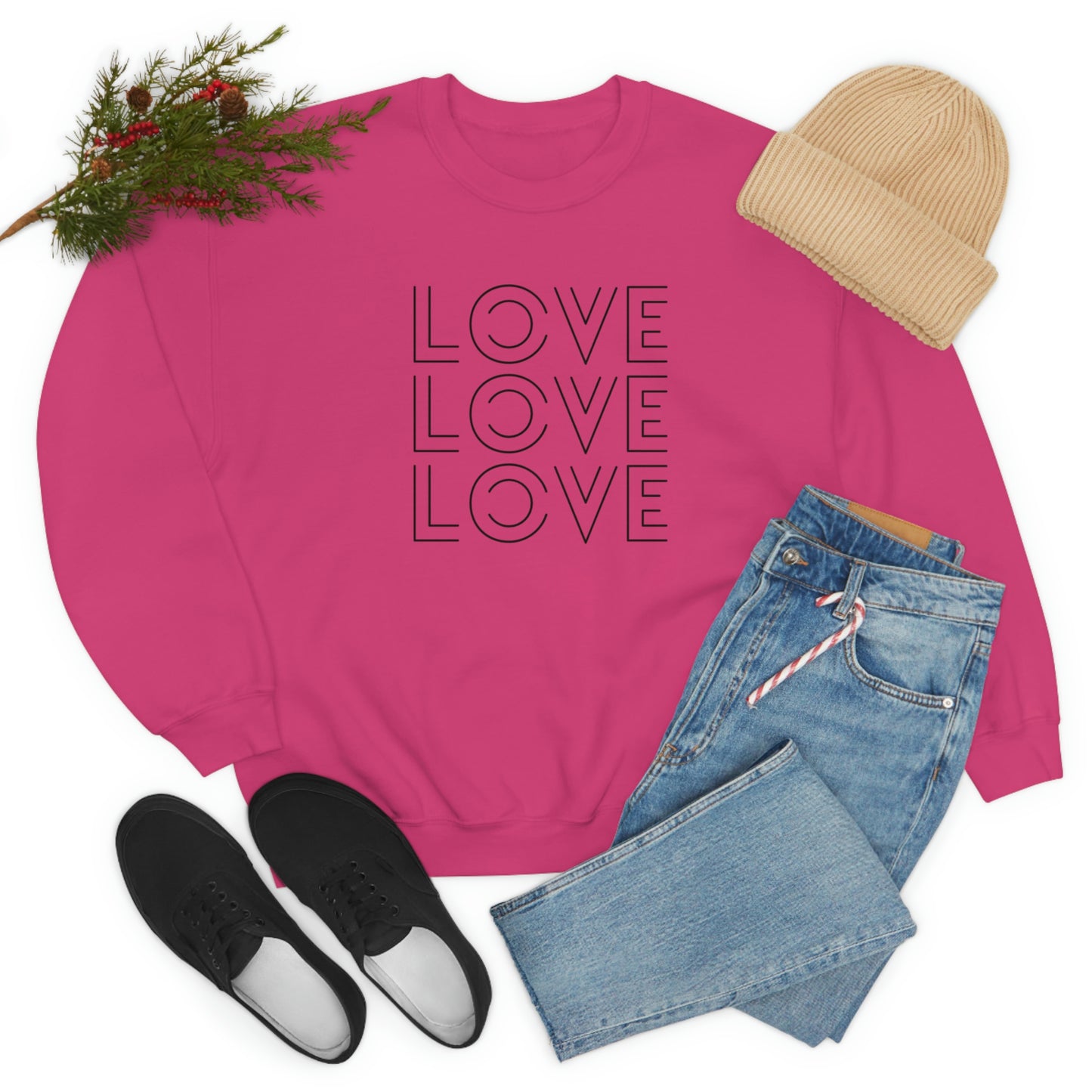 "Love Love Love" Black Print Unisex Heavy Blend™ Crewneck Sweatshirt