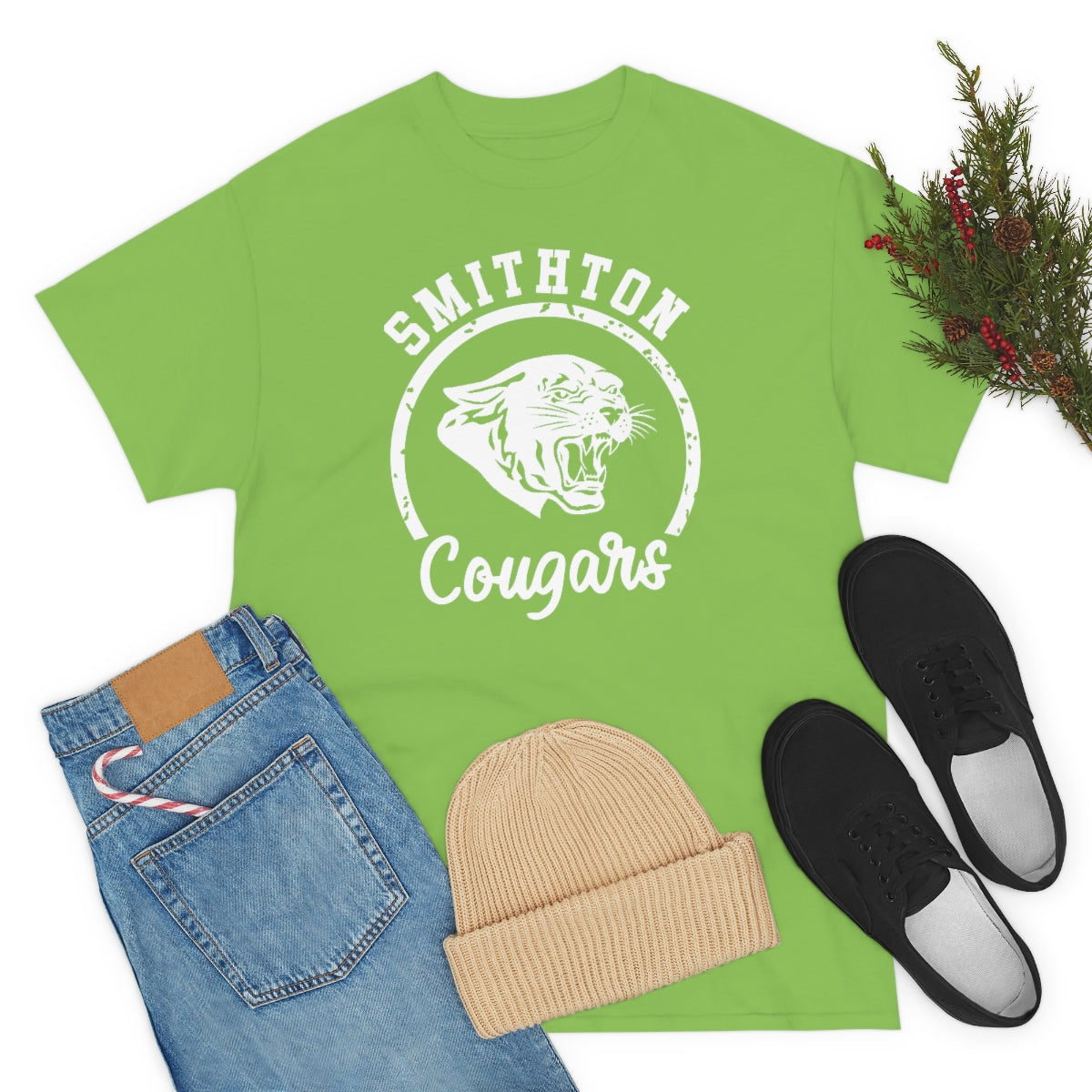 Smithton Cougars - White Imprint Unisex Heavy Cotton Tee