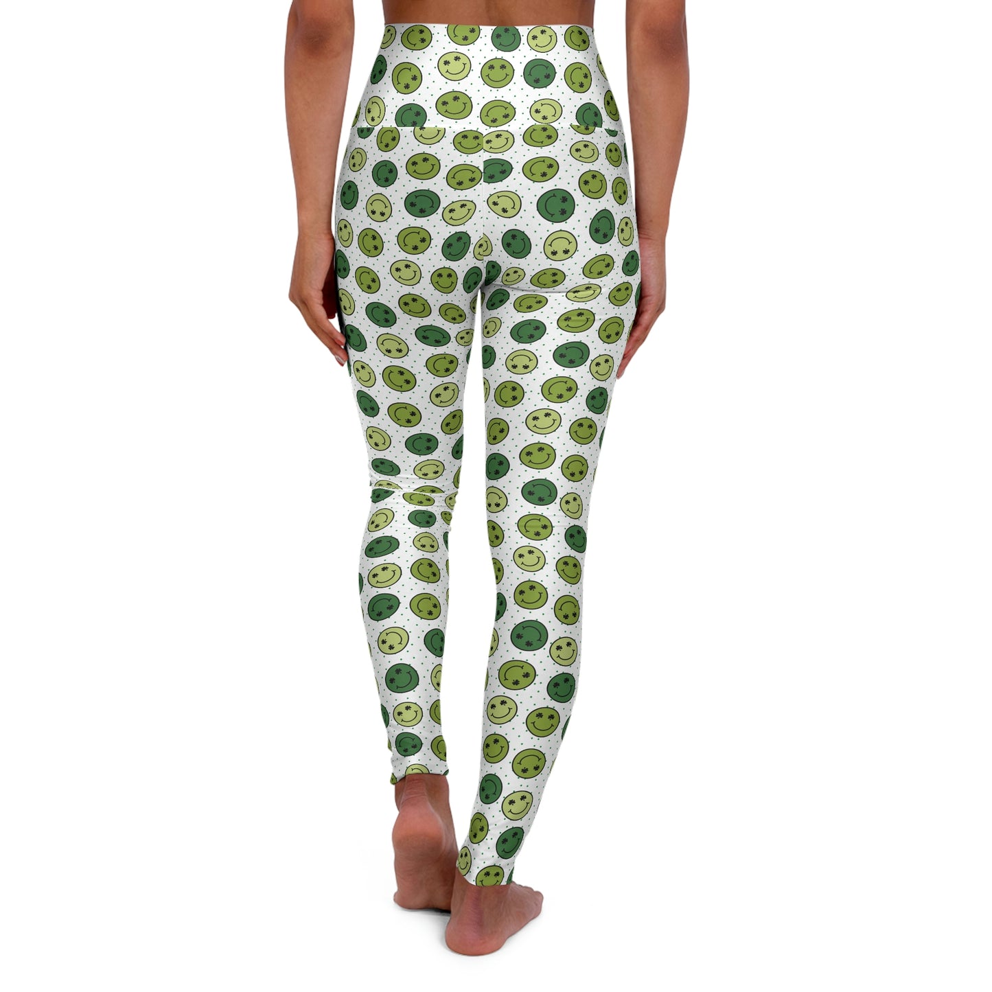 St. Patrick's Day Smiley Face Pattern High Waisted Yoga Leggings