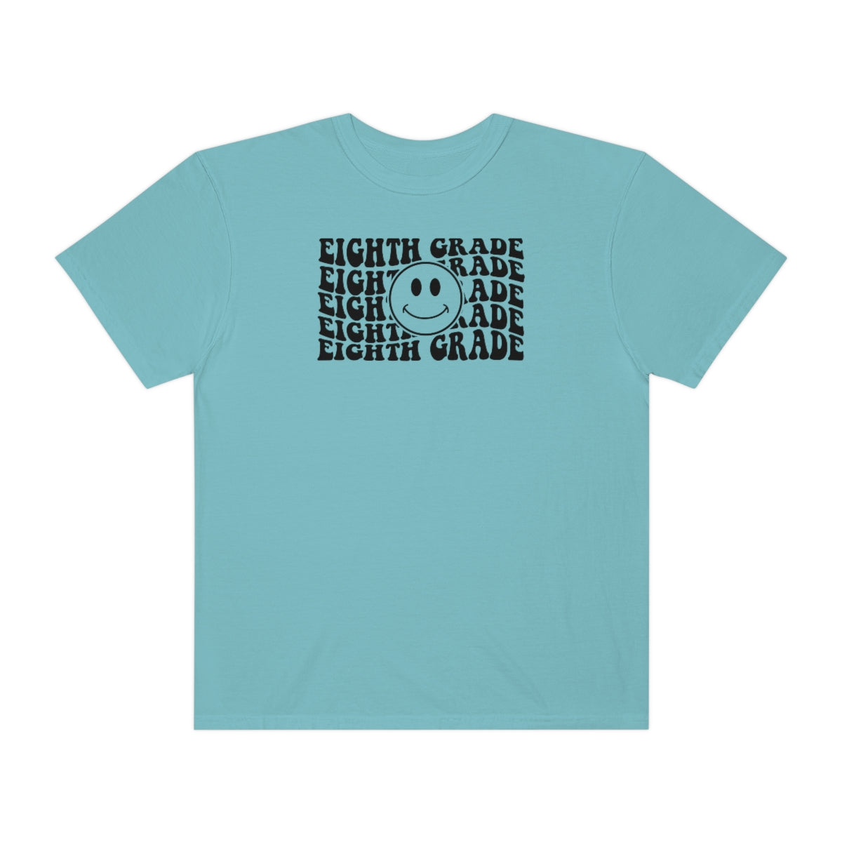 8th Grade Smiley Face Black Print Unisex Garment-Dyed PREMIUM T-shirt