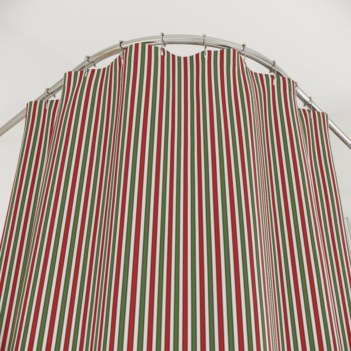 Christmas Striped Pattern Polyester Shower Curtain