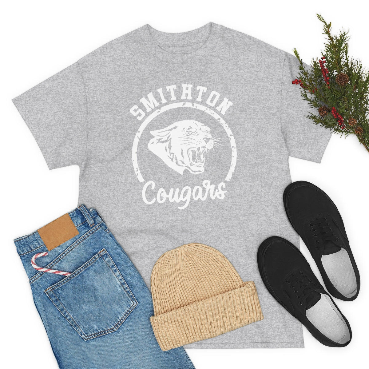 Smithton Cougars - White Imprint Unisex Heavy Cotton Tee
