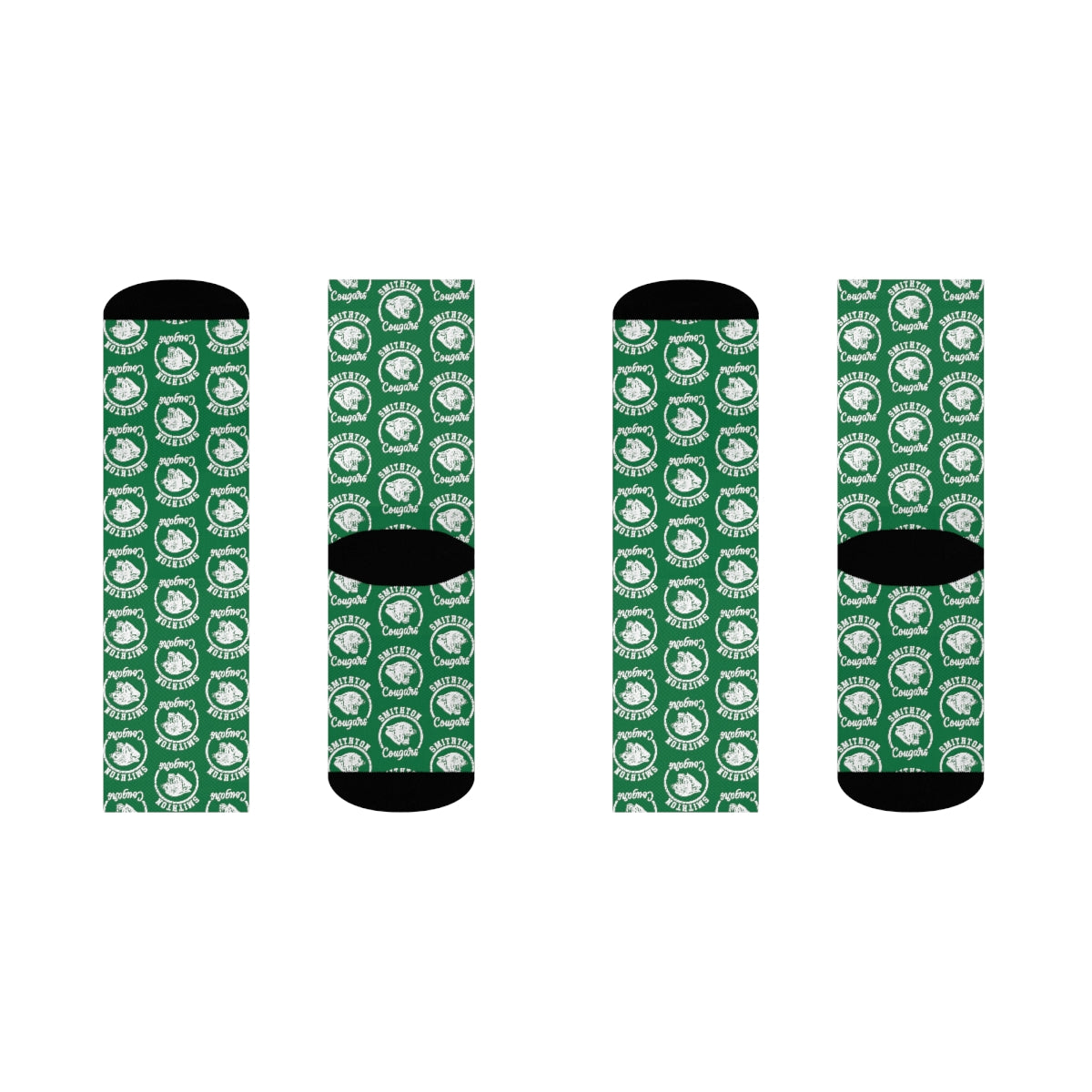 Green Smithton Cougars Pattern Crew Socks