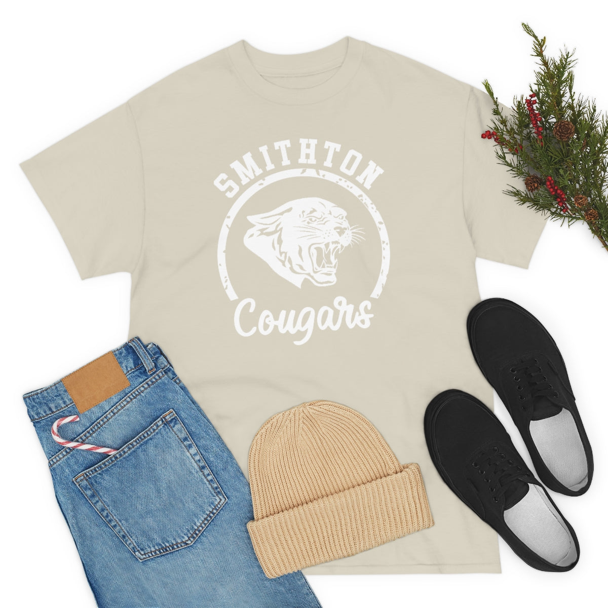Smithton Cougars - White Imprint Unisex Heavy Cotton Tee