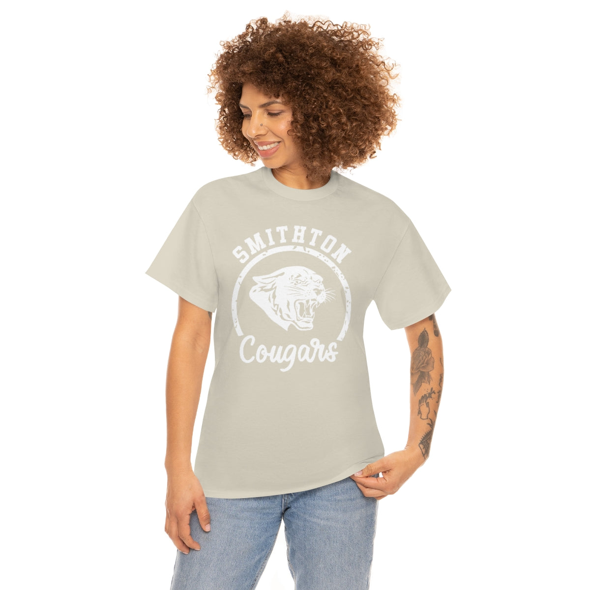 Smithton Cougars - White Imprint Unisex Heavy Cotton Tee