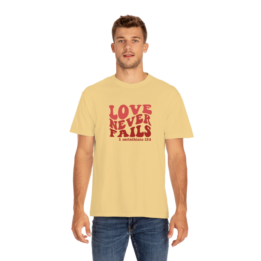 Love Never Fails Unisex Garment-Dyed PREMIUM T-shirt