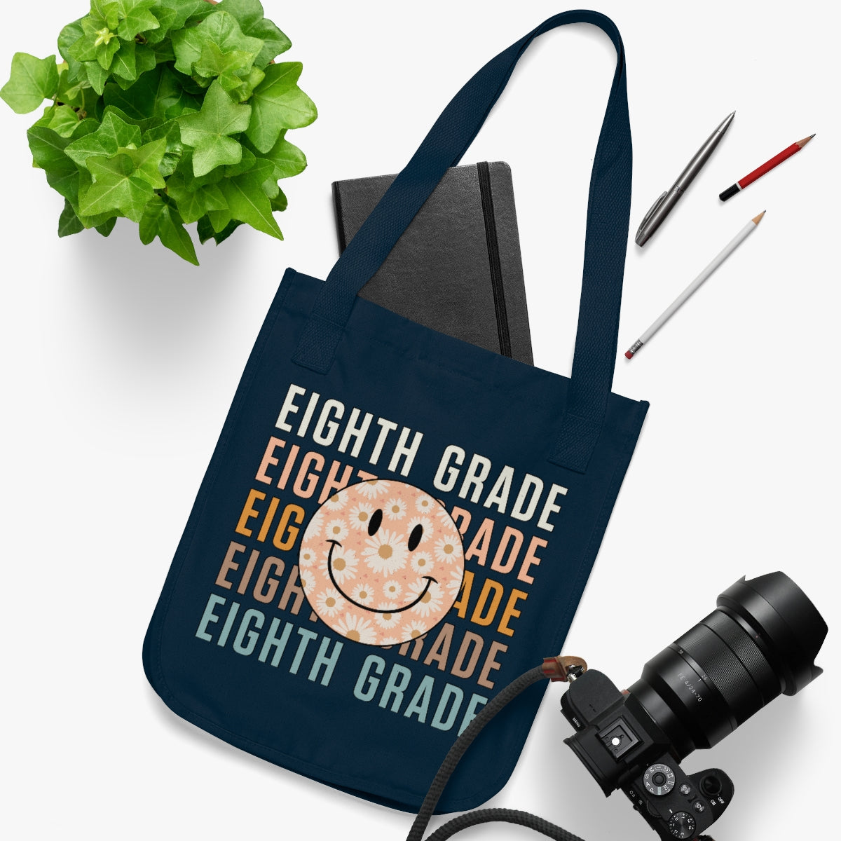 Eight Grade Smiley Face Organic Canvas Tote Bag