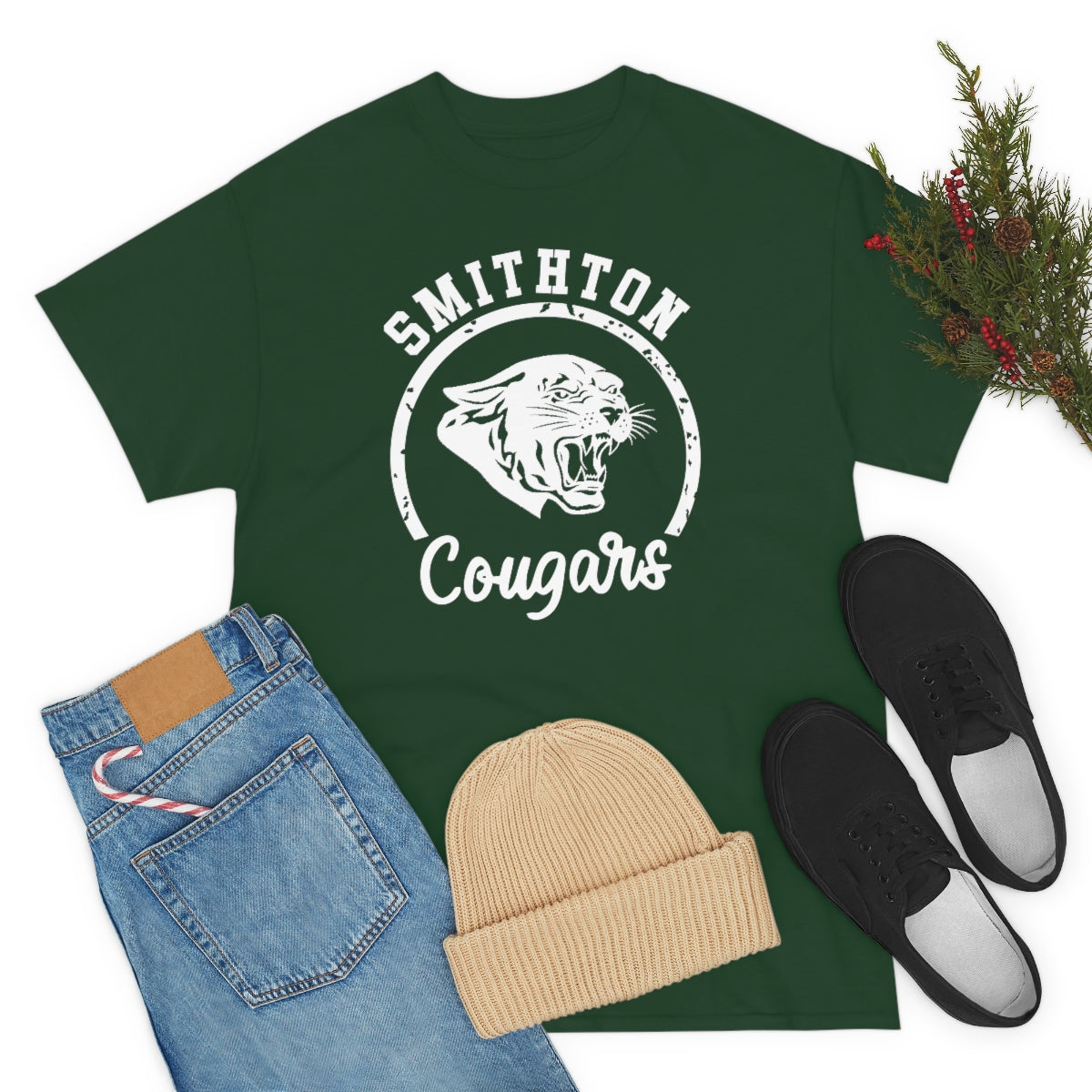 Smithton Cougars - White Imprint Unisex Heavy Cotton Tee
