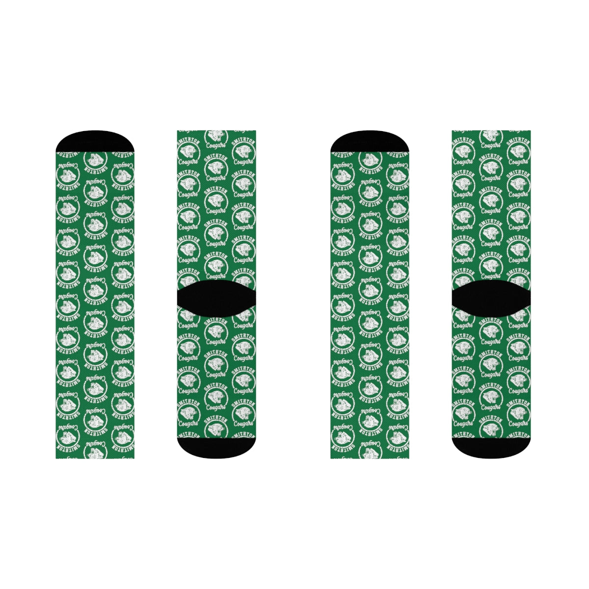 Green Smithton Cougars Pattern Crew Socks