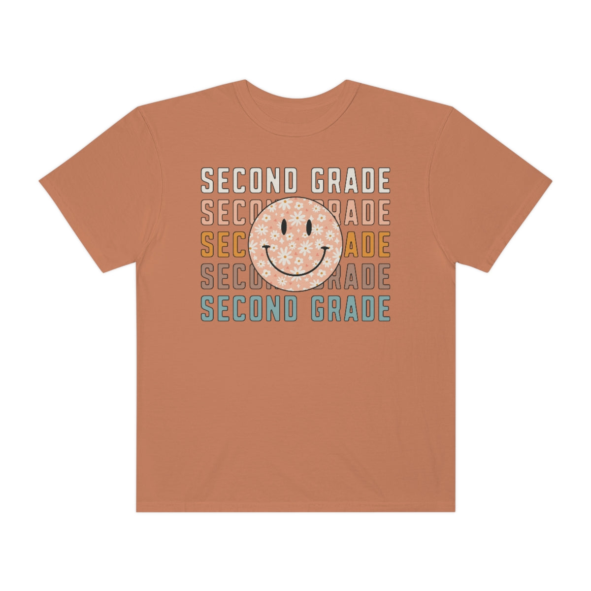 2nd Grade Smiley Face Warm Colors Unisex Garment-Dyed PREMIUM T-shirt