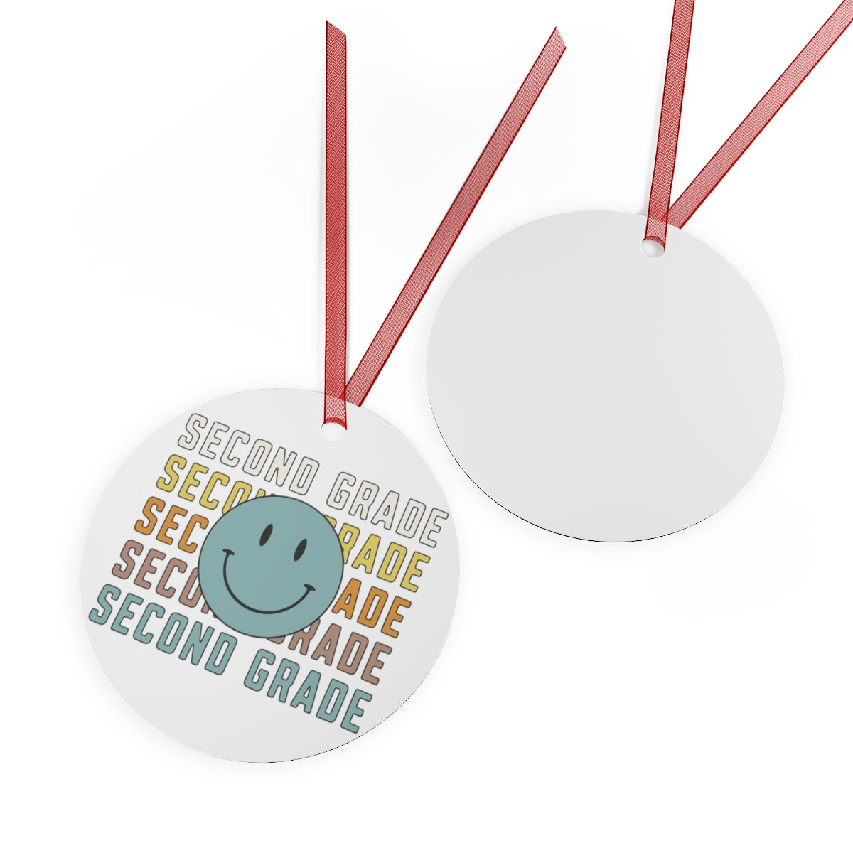 Second Grade White Rustic Boho Metal Ornaments