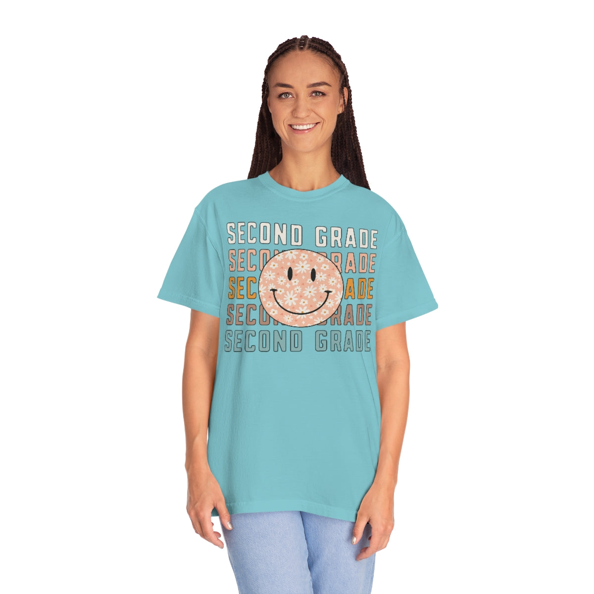 2nd Grade Smiley Face Warm Colors Unisex Garment-Dyed PREMIUM T-shirt