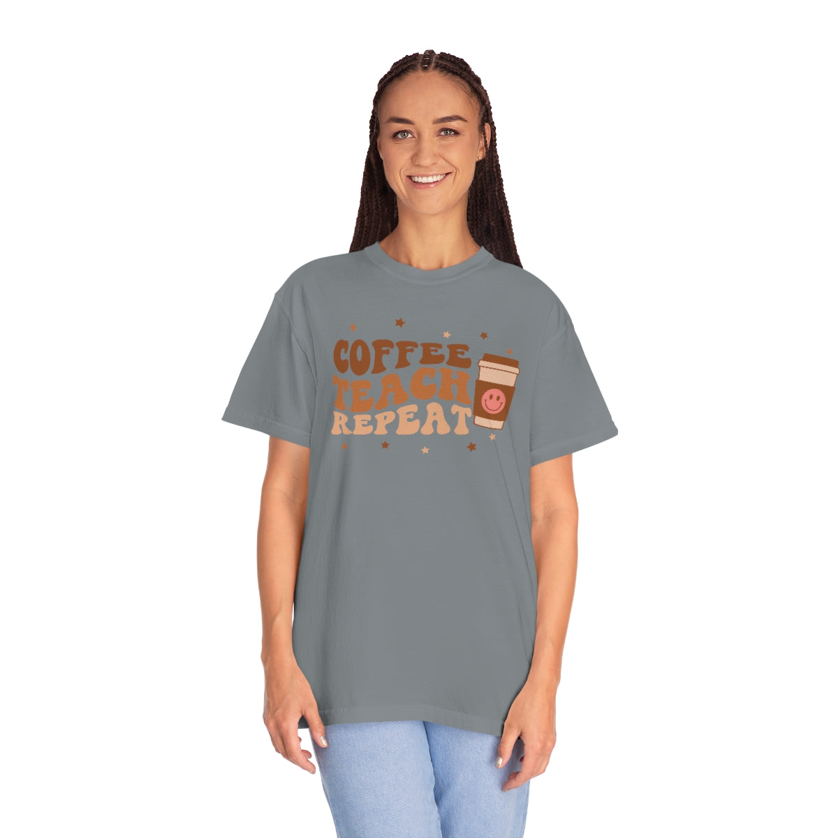 Coffee Teach Repeat Unisex Garment-Dyed Comfort Colors PREMIUM T-shirt