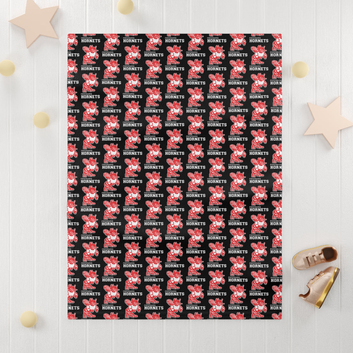 Black Freeburg Hornets Soft Fleece Baby Blanket