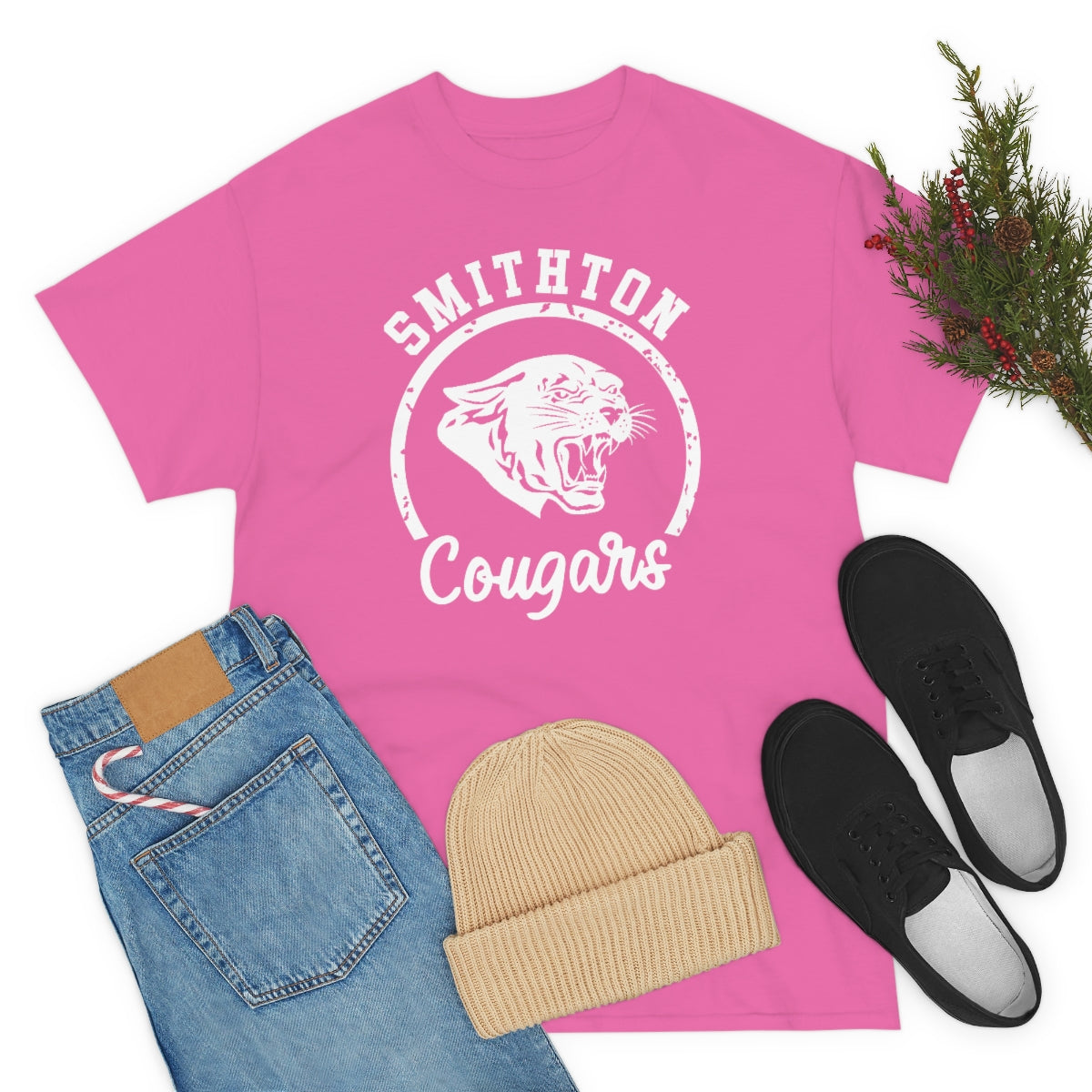 Smithton Cougars - White Imprint Unisex Heavy Cotton Tee