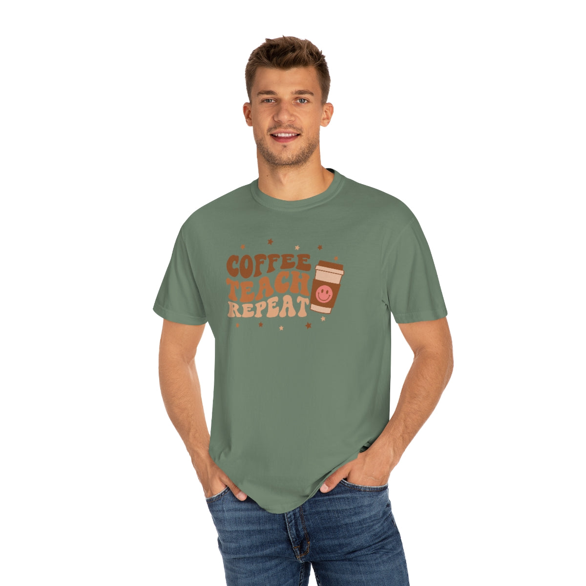 Coffee Teach Repeat Unisex Garment-Dyed Comfort Colors PREMIUM T-shirt
