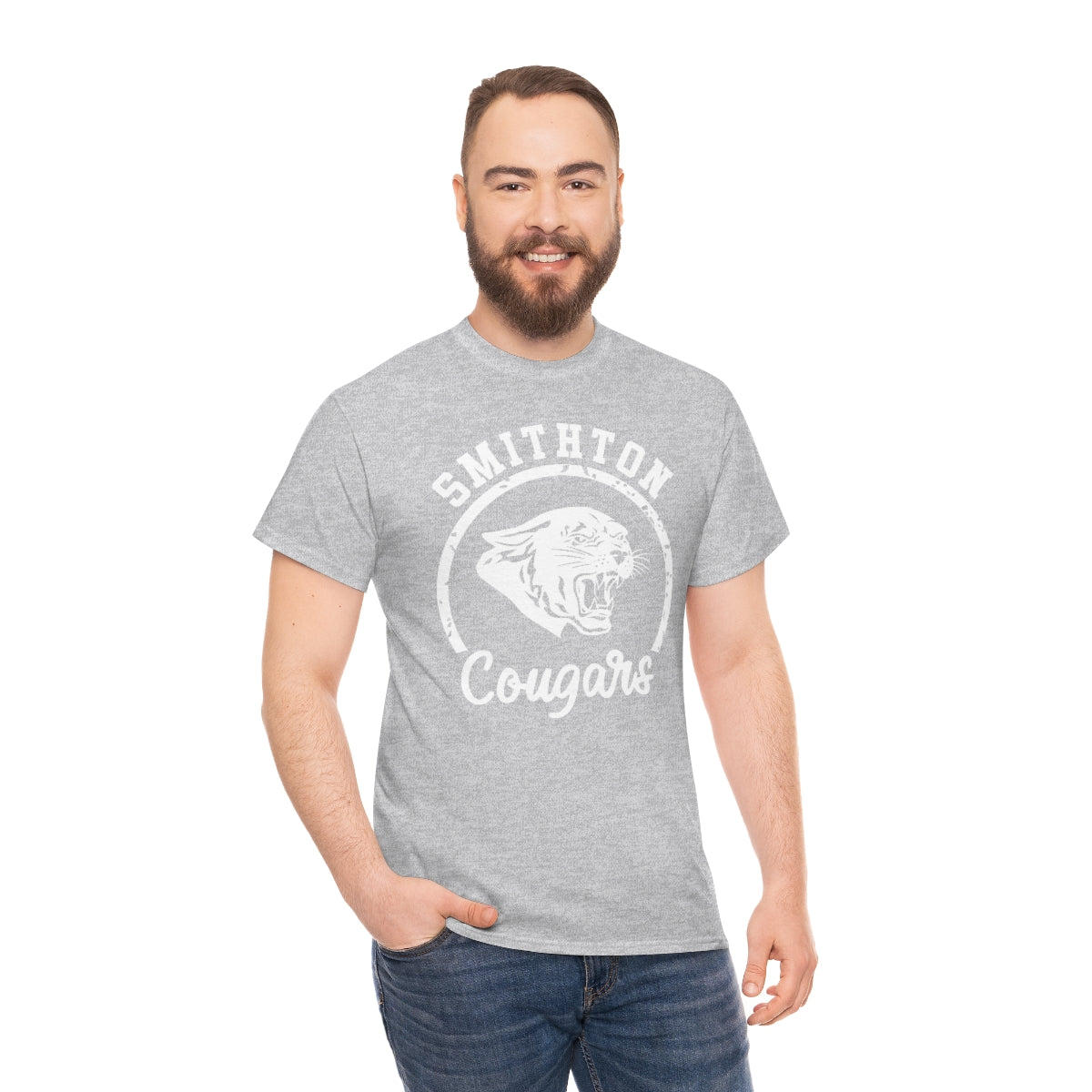 Smithton Cougars - White Imprint Unisex Heavy Cotton Tee