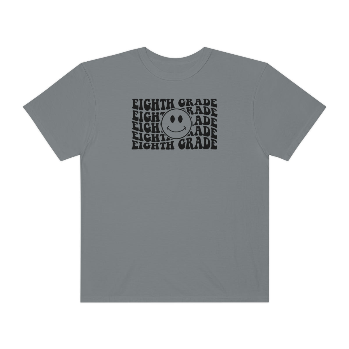 8th Grade Smiley Face Black Print Unisex Garment-Dyed PREMIUM T-shirt