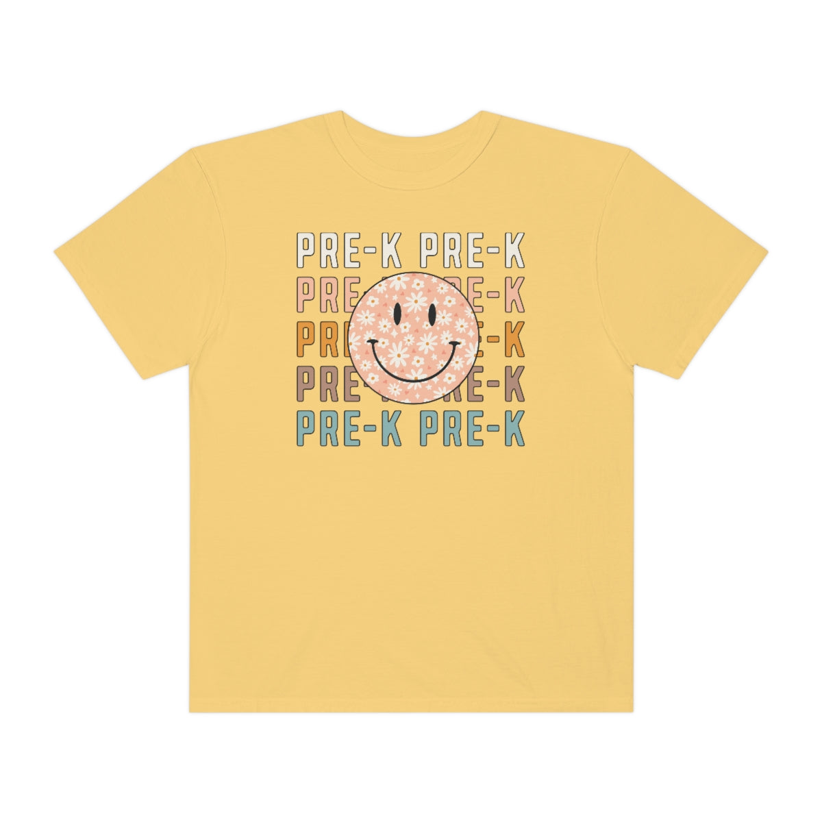 Pre-K Smiley Face Warm Colors Unisex Garment-Dyed PREMIUM T-shirt