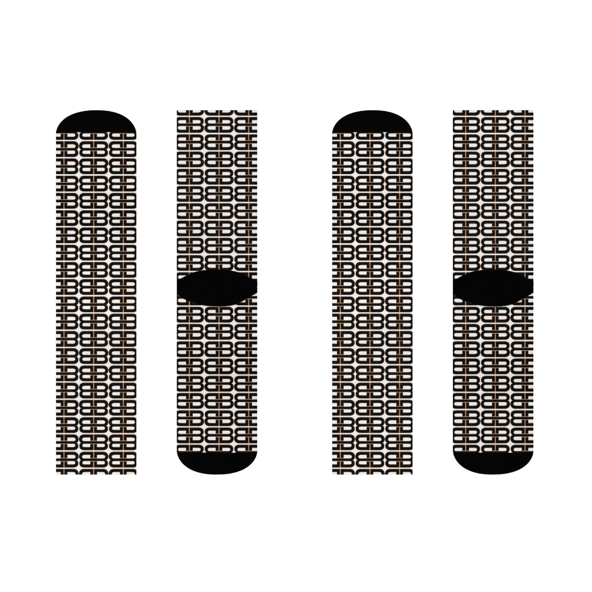 White Bhava Brand Pattern Crew Socks