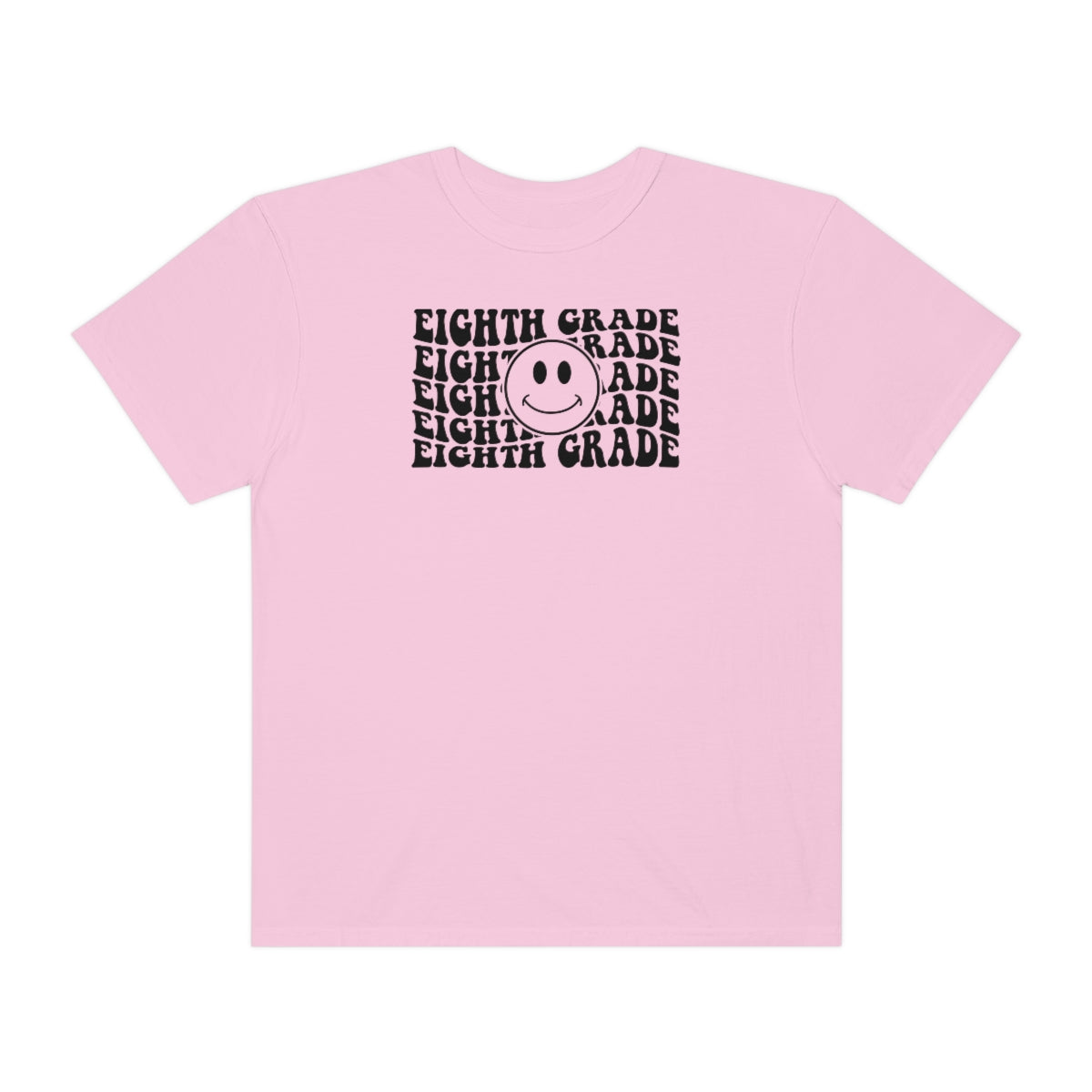 8th Grade Smiley Face Black Print Unisex Garment-Dyed PREMIUM T-shirt