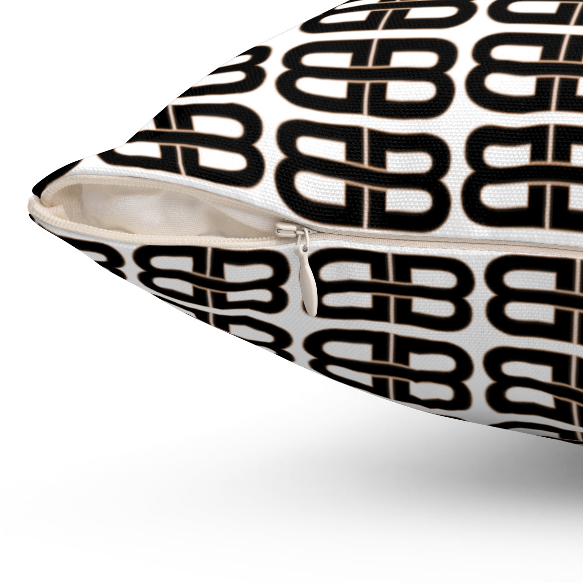 White Bhava Brand Pattern Square Pillow