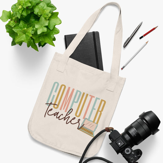 Computer Teacher Multi-Colored Organic Canvas Tote Bag