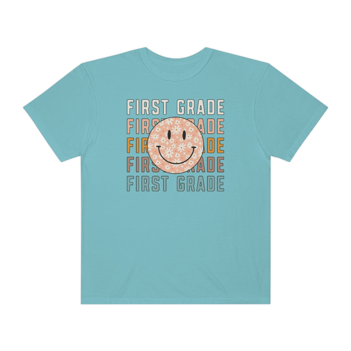 1st Grade Smiley Face Warm Colors Unisex Garment-Dyed PREMIUM T-shirt
