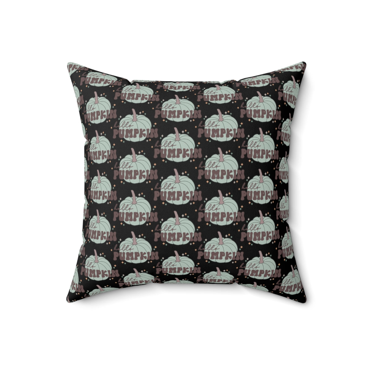 Black Hello Pumpkin Spun Polyester Square Pillow