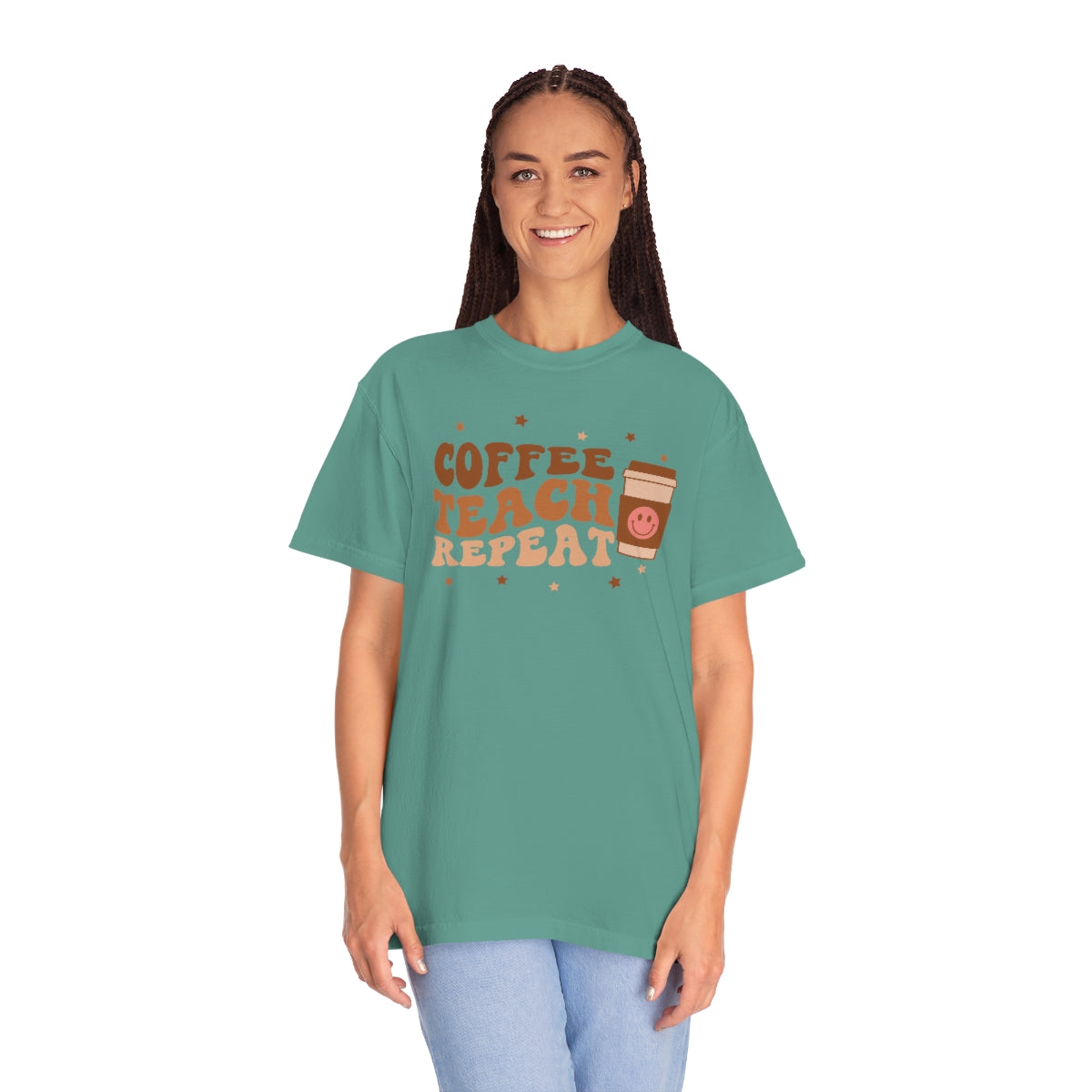 Coffee Teach Repeat Unisex Garment-Dyed Comfort Colors PREMIUM T-shirt