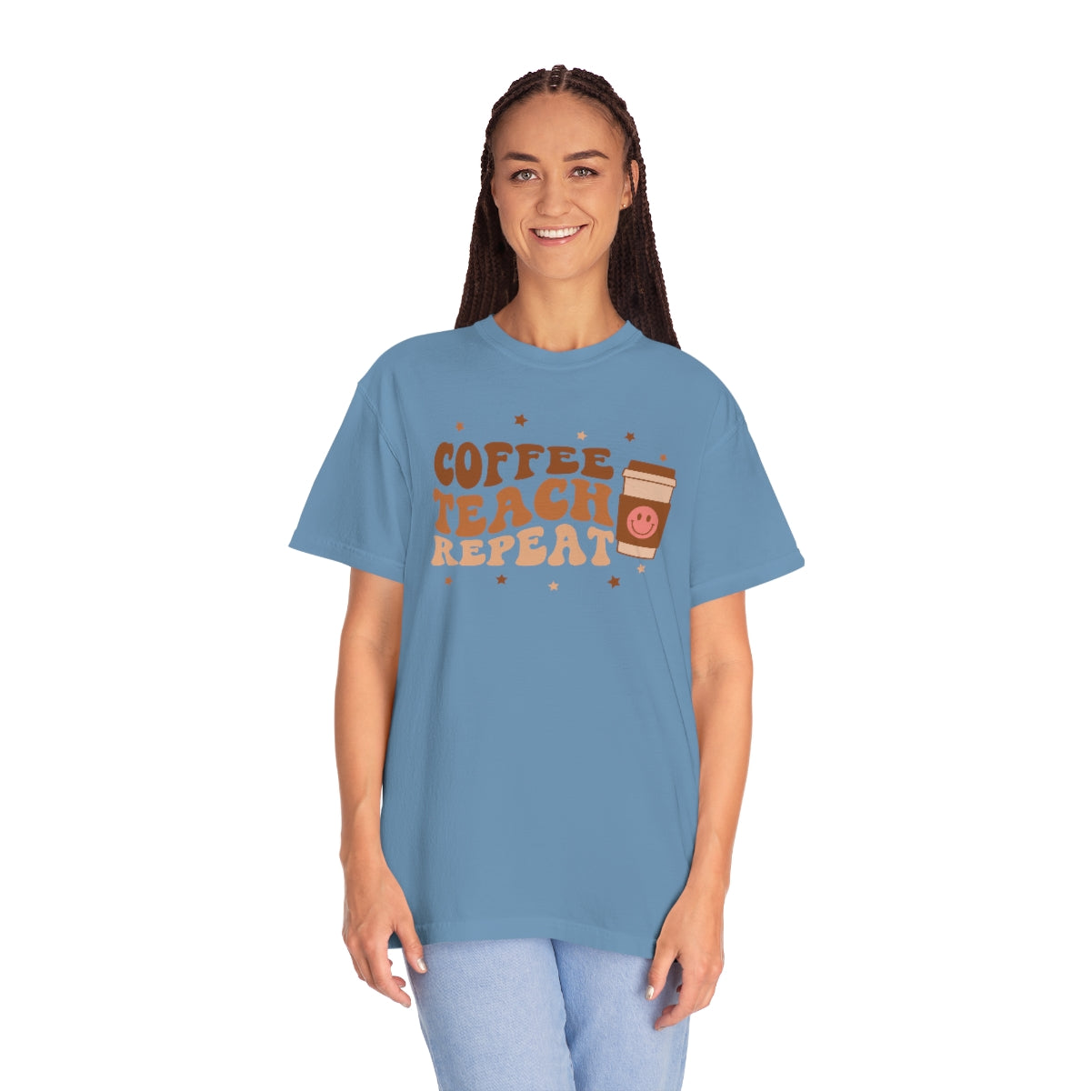 Coffee Teach Repeat Unisex Garment-Dyed Comfort Colors PREMIUM T-shirt