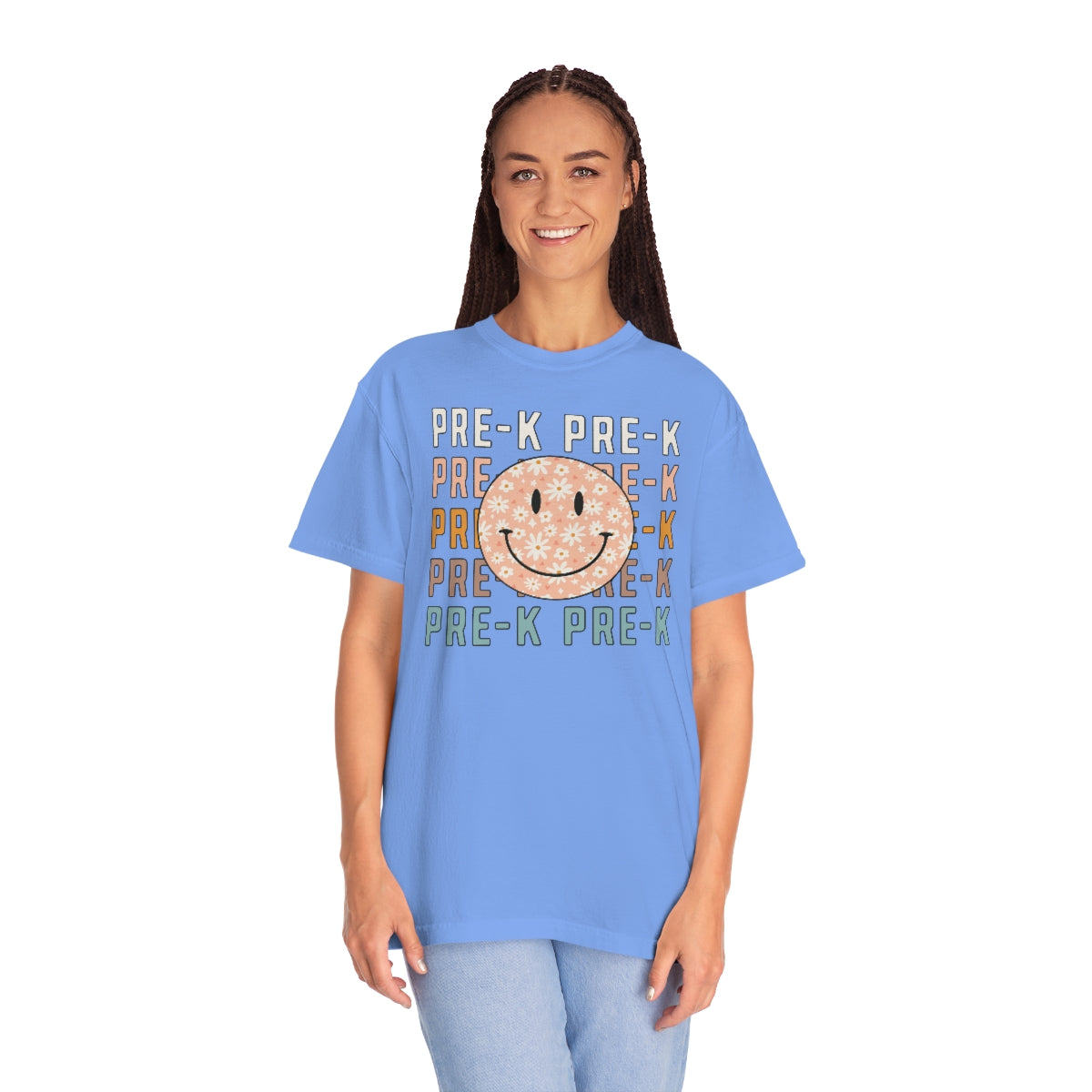 Pre-K Smiley Face Warm Colors Unisex Garment-Dyed PREMIUM T-shirt