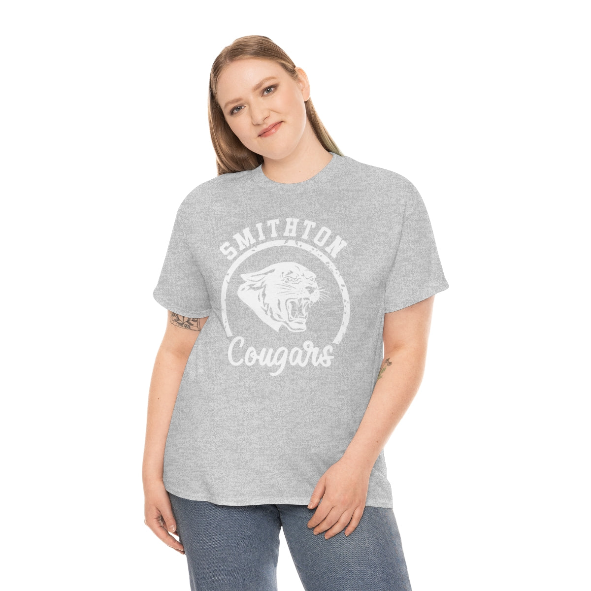 Smithton Cougars - White Imprint Unisex Heavy Cotton Tee