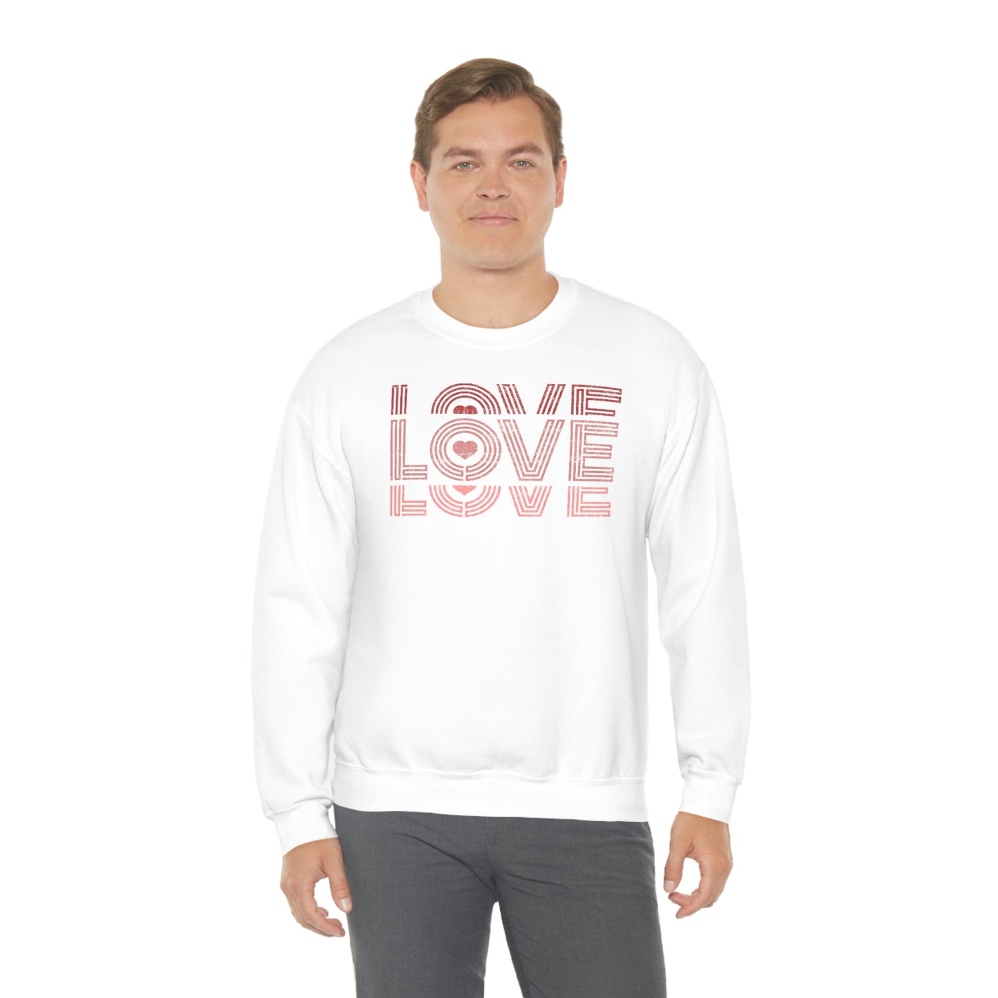 "Love Love Love" Red Graduated Print Unisex Heavy Blend™ Crewneck Sweatshirt