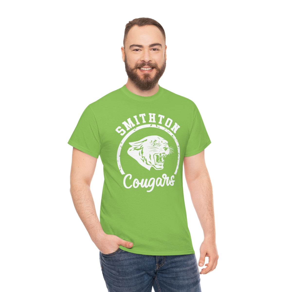 Smithton Cougars - White Imprint Unisex Heavy Cotton Tee