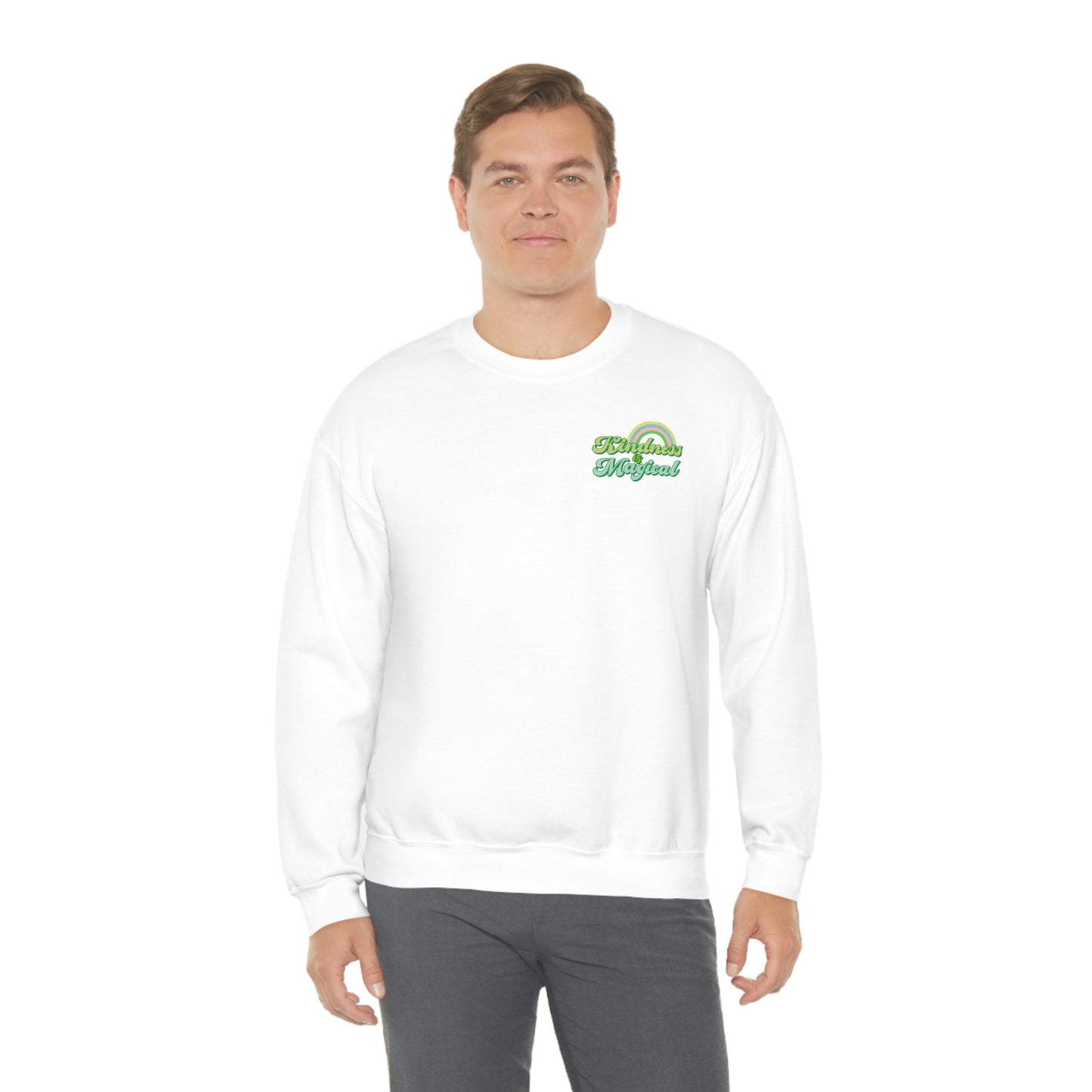 St. Patrick's Day "Kindness is Magical" Front and Back Design Unisex Heavy Blend Crewneck Sweatshirt