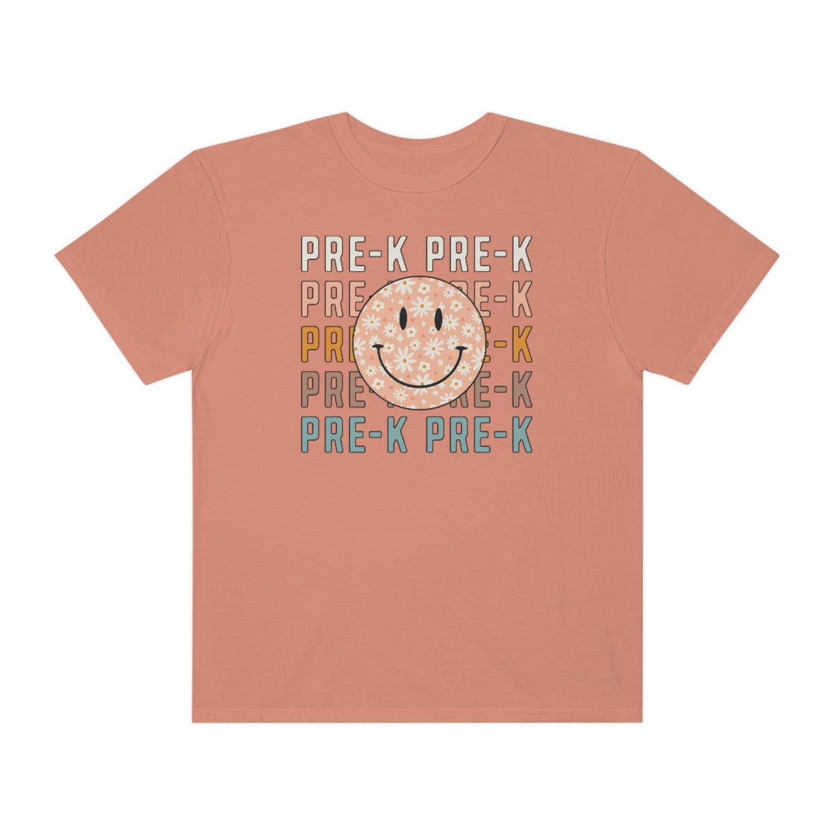 Pre-K Smiley Face Warm Colors Unisex Garment-Dyed PREMIUM T-shirt