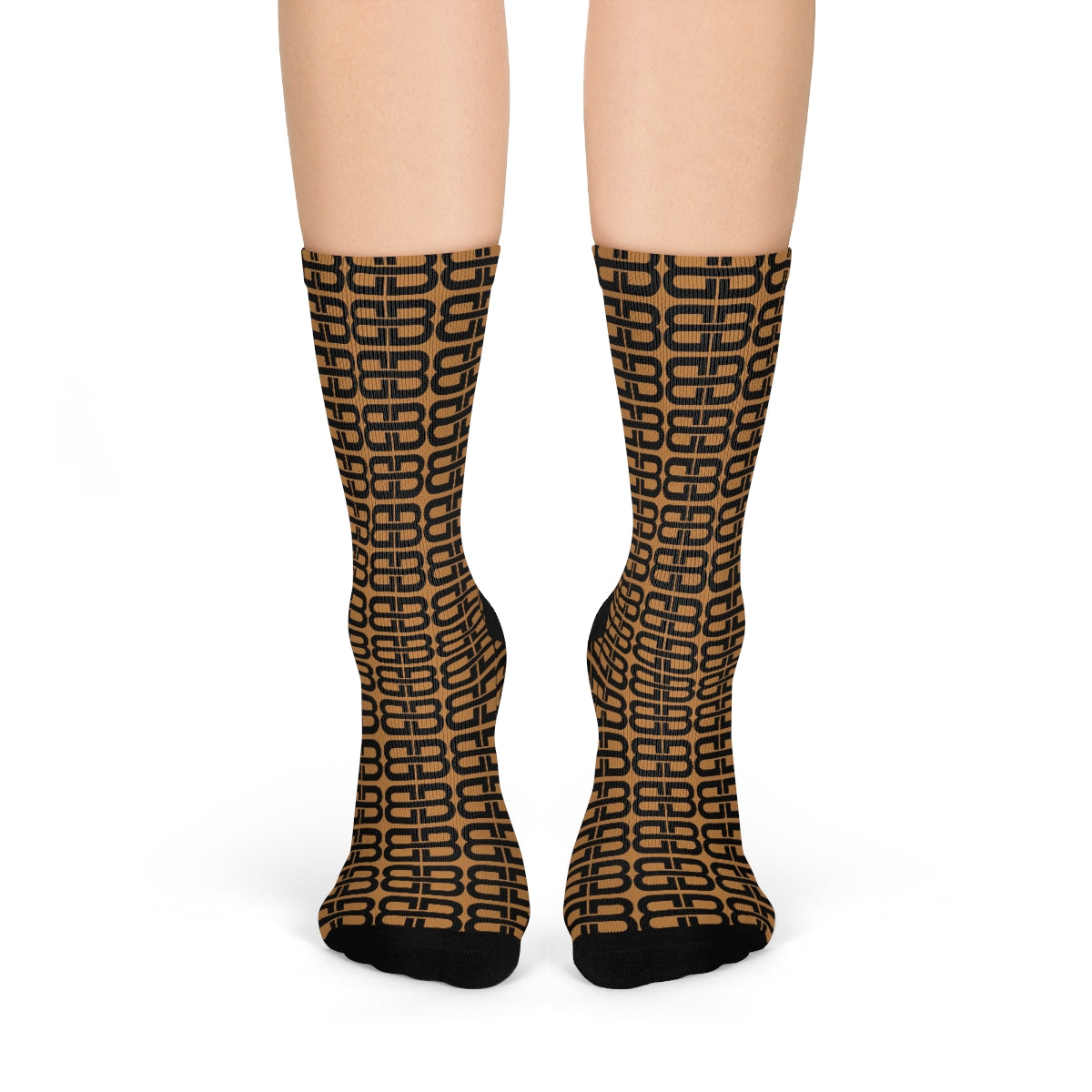 Light Brown Bhava Brand Pattern Crew Socks