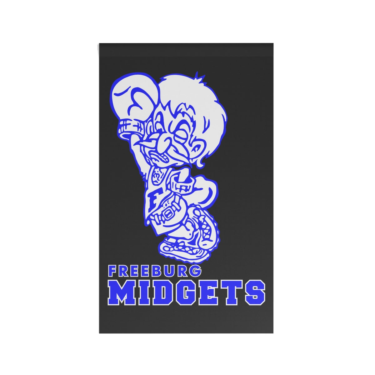 Black with Blue Print Freeburg Midget House Banner