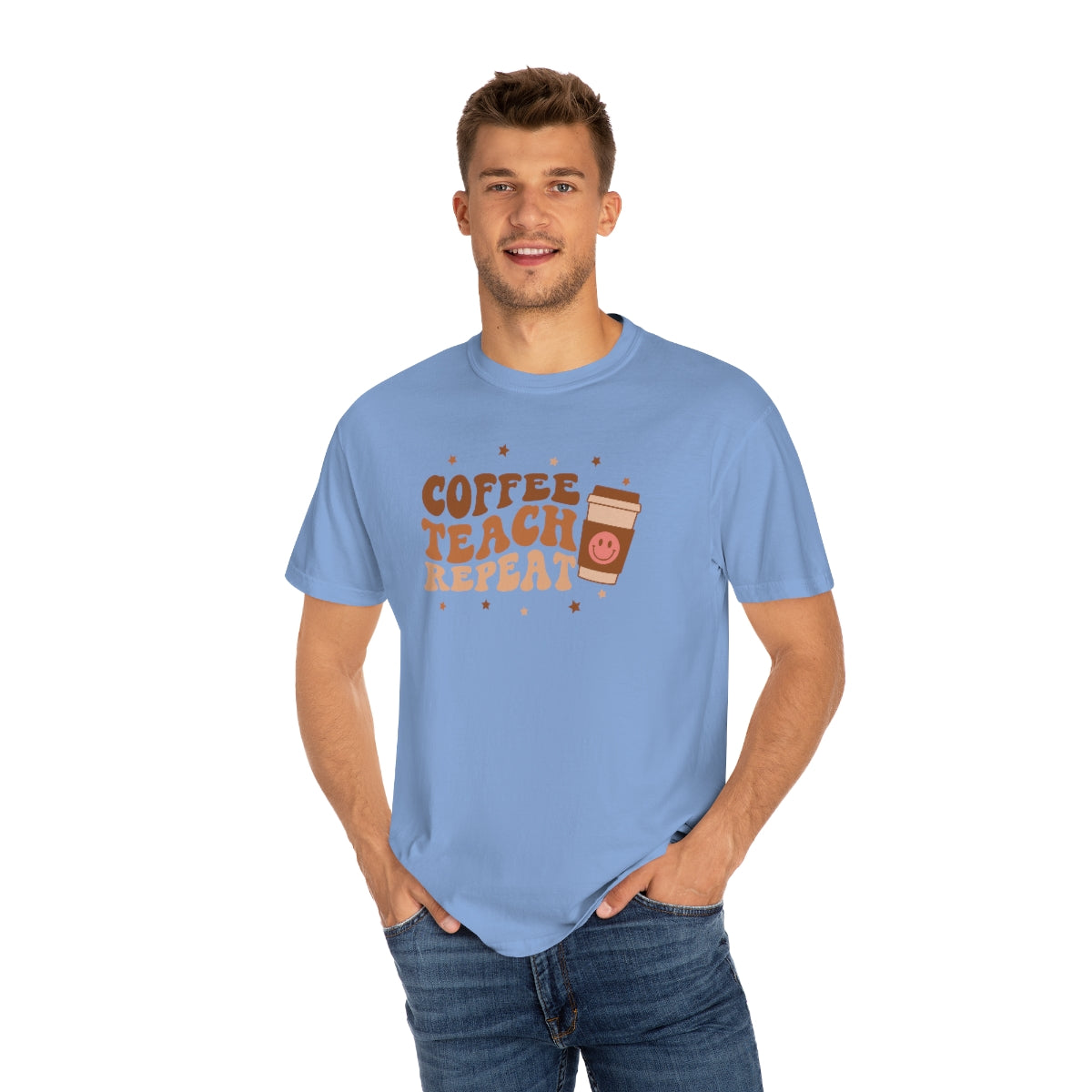 Coffee Teach Repeat Unisex Garment-Dyed Comfort Colors PREMIUM T-shirt