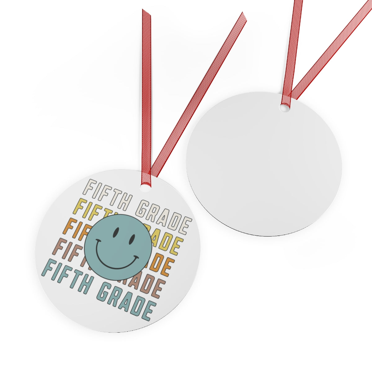 Fifth Grade White Rustic Boho Metal Ornaments