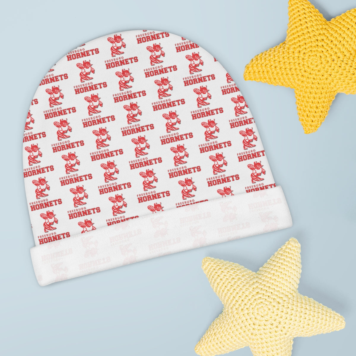 White Freeburg Hornets Baby Beanie